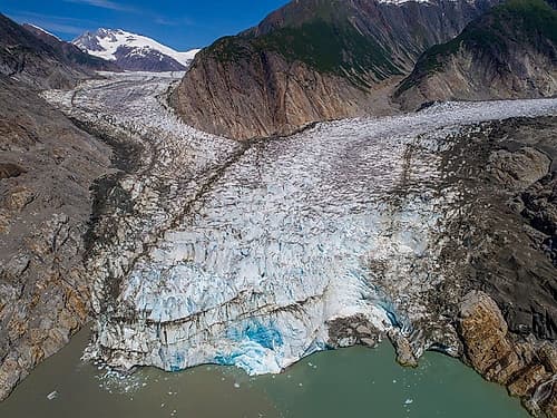 Alaska-Tracy Arm-Aerial view of Sawyer Glacier in Tracy Arm Landscape Print